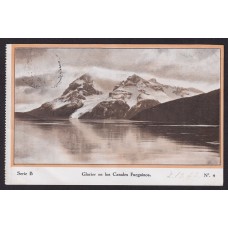 TIERRA DEL FUEGO TARJETA POSTAL DEL CAP POLONIO CON MATASELLO A BORDO DEL BARCO DE HSDG CON VISTA DE LOS CANALES FUEGUINOS PATAGONIA